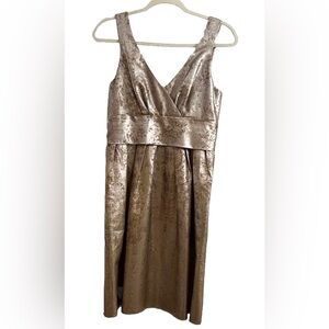 ETRO Metallic Gold Jacquard Sleeveless Mini Dress Wool Silk 42 6 EUC.